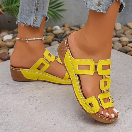 Women's Roman Style Large Size Sandals Beach Open Toe Slippers Summer Wedges Comfortable Outdoor Slip-on Shoes for Women