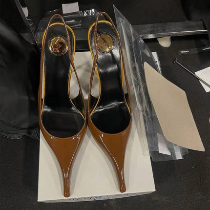 New Fashion Pointed High-heel 10.5 cm Women's Sandals Summer Women Shoes Sandalias De Mujer Shoes for Women Size 34-43 PlatiNum
