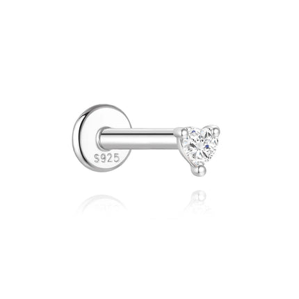 AIDE 1PC Sparkling Moissanite Piercing Stud Earrings 925 Sterling Silver Shining Circle Earring For Women Ear Bone Earring Jewel PlatiNum