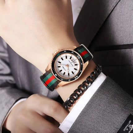 Nuovo orologio da calendario con cinturino in nylon da uomo alla moda, lussuoso e semplice orologio al quarzo con luce notturna per uomo d'affari e donna platinumshop