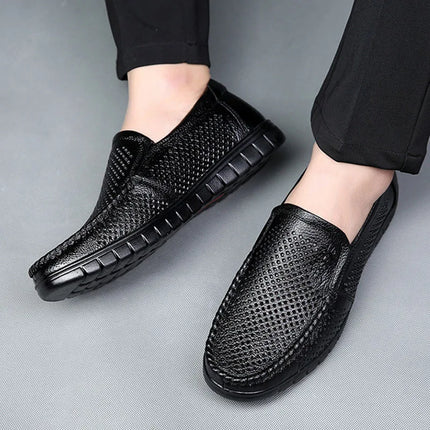 Moda scarpe in vera pelle da uomo piatte traspiranti estive scarpe casual da uomo morbide e confortevoli calzature maschili in pelle KA3559