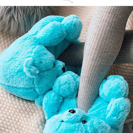 Cute Teddy Bear Plush Winter Slippers, Wrapped Heel Funny Indoor Floor Shoes, Women Gift, Warm Soft Cartoon Fluffy Animal Slippe