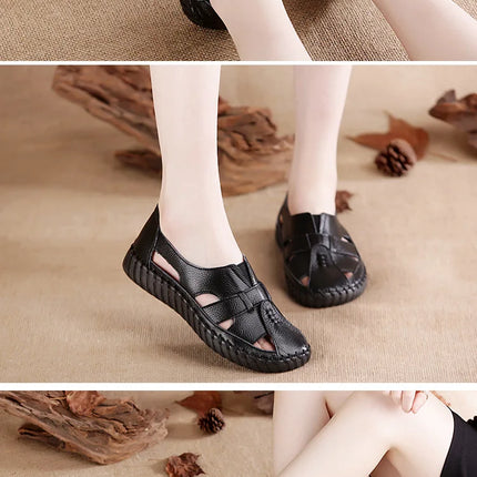 Sandales Femme - Nouveau Design 2026 - Sandales en Cuir de Vachette de Première Qualité