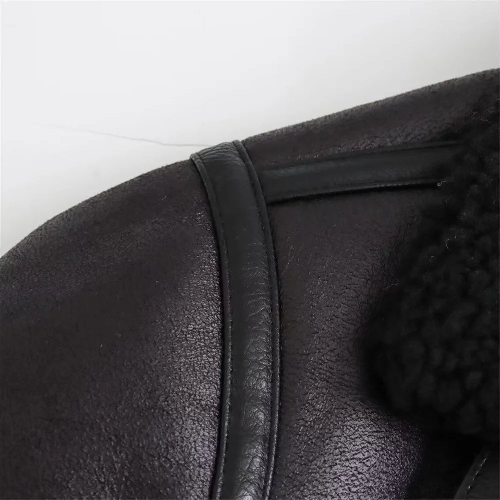 2025 Autumn New Women's European and American Style Loose Fashion with Belt Double sided Collar Jacket Coat