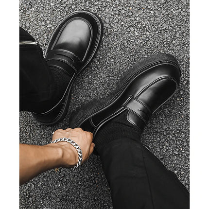 Mocassini STRONGSHEN scarpe da uomo in pelle con suola spessa scarpe da lavoro formali nere in stile britannico scarpe Casual Slip-On di lusso di moda