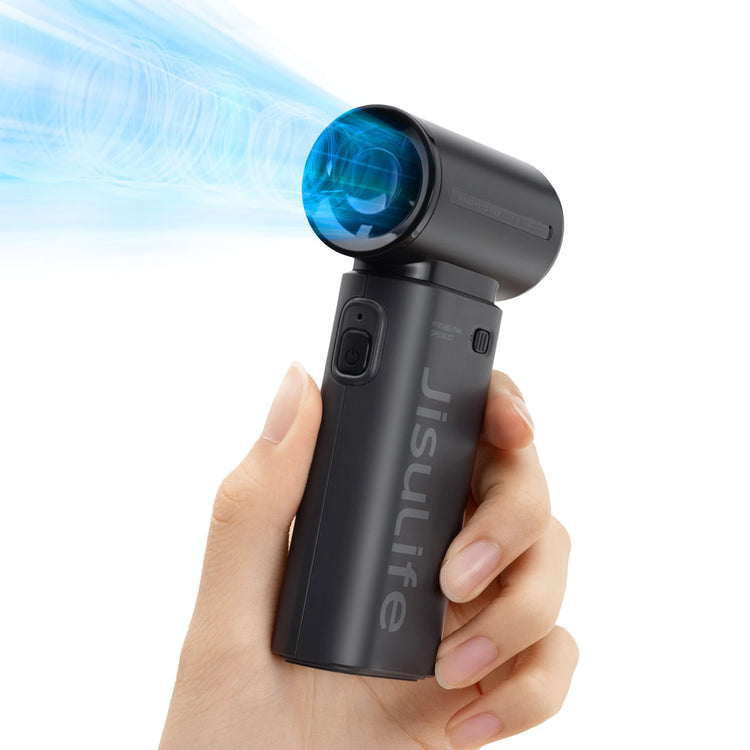 Ventilatore Portatile JISULIFE Life9, Potenza Turbo ad Alta Velocità [18 Ore di Raffreddamento Massimo], 5 Velocità del Vento, Ricaricabile 5000mAh, Design Mini Tascabile, Ventilatore Personale per Viaggi, Concerti, Campegg
