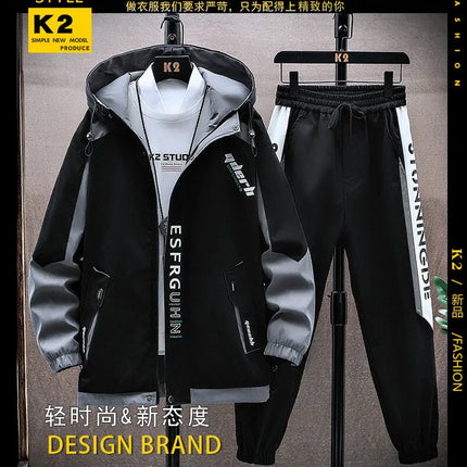 Casual Hooded Jackets And Pants Tracksuit Men's Clothing Sets 2026 Spring Autumn Youth Outdoor Sportswear 2 Pieces Coats Top Set