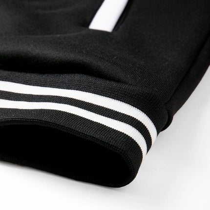 Men's Fleece-Lined Varsity Jacket Autumn Winter Warm Color Block Baseball Jacket Button Front & Striped Cuffs Retro Casual Coat