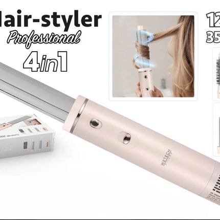 4 In 1 Hot Air Brush Hair Styler 1200W Multi‑Functional Hair Dryer Brush 35‑100℃ Adjustable Temperature Curling Straightening Styling Tool