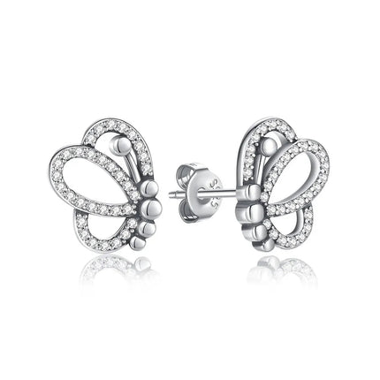 Orecchini Originali in Argento Sterling 925, Modello 2026, a Perno e a Cerchio con Cristalli, per Donna, in Oro Rosa, con Corona, Cuore, Infinito, Ape, Gioielli platinumshop