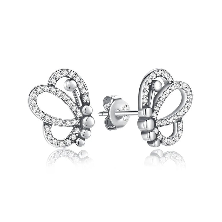Orecchini Originali in Argento Sterling 925, Modello 2026, a Perno e a Cerchio con Cristalli, per Donna, in Oro Rosa, con Corona, Cuore, Infinito, Ape, Gioielli platinumshop