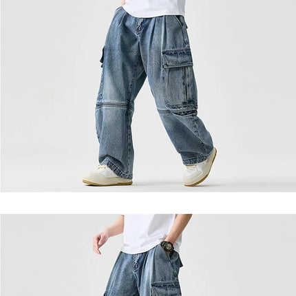 Pantaloni in denim Pantaloni casual alla moda stile americano da uomo Pantaloni larghi da uomo Hip Hop Jeans oversize Pantaloni in vita elastica da uomo