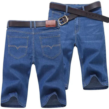 Pantaloncini di jeans da uomo estivi Pantaloni pentagramma da lavoro sottili, traspiranti, larghi e comodi Pantaloncini dritti alla moda Blu