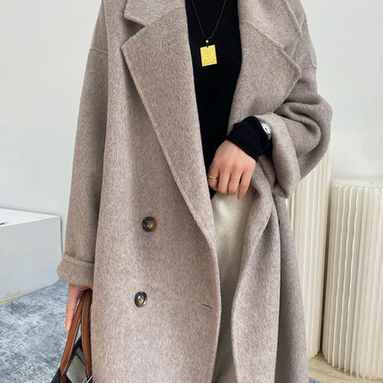 Women And Men Unisex Thicken Warm X-long Alpaca Woolen Overcoat Winter Cashmere Wool Maxi Loose Coat Oversize Cloak Outsize