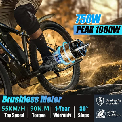 Bicicletta elettrica E8 29'' EBYCCO con motore da 48V 17.5Ah e pedalata assistita per il pendolarismo quotidiano