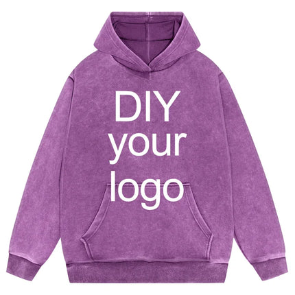 Washed Retro Hoodies 5 Colors 100%Cotton Hoody Customized Personalized Pattern Customization Pullover Team Logo Company Logo