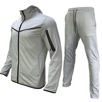 Men's Sports Coat Men's Spring and Autumn New European Size Sportswear Pants Hoodie Hooded Casual Set Tracksuit Men PlatiNum