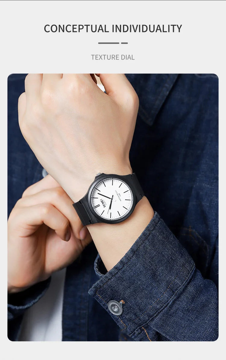SKMEI Top Brand Casual Quartz Wristwatches Mens New Simple TPU Strap 3Bar Waterproof Watches For Male Time Clock Reloj Hombre