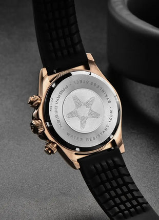 Nuovo Orologio da Uomo PAGANI DESIGN Cronografo di Lusso in Oro Rosa, Quadrante Blu Ghiaccio 40mm, Vetro Zaffiro, Impermeabile 100M, Cinturino in Gomma, Orologio Sportivo Maschile + CONFEZIONE REGALO