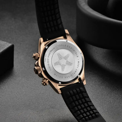 Nuovo Orologio da Uomo PAGANI DESIGN Cronografo di Lusso in Oro Rosa, Quadrante Blu Ghiaccio 40mm, Vetro Zaffiro, Impermeabile 100M, Cinturino in Gomma, Orologio Sportivo Maschile + CONFEZIONE REGALO