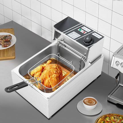 EF-81 220V 2500W Euro Plug 6L Singolo Cilindro Forno per Alimenti Commerciale Friggitrice Per Fare Patatine Pollo Fritto Pollo