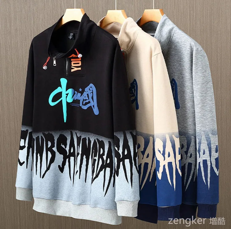 Men Spring Autumn Hooded Sweater Letter Plus Size Trendy Loose Sports Leisure Youth Student Hoodie 11xl 170kg 10XL 9XL