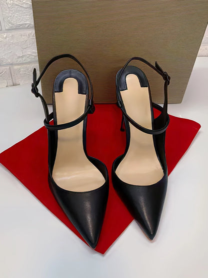 2025New summer and autumn black 12cm lace up high-heeled sandals with sexy slim heels and pointed  stylish single shoes