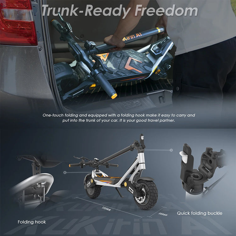 Monopattino Elettrico Pieghevole KuKirin A1, Motore 800W, Batteria 48V 13AH, Autonomia 45km, Scooter Elettrico per Tutti i Terreni