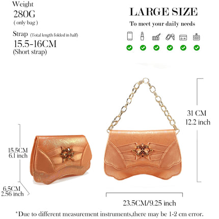 Queena Yan Elegante set di borse con strass a punta blu e tacco basso per calzature e accessori per feste di matrimonio di lusso da donna