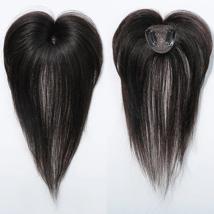 Ombre Light Blonde Real Human Hair Toppers with Swiss Lace Base Hair 3D Air Bangs 10inch Human Hair Topper for Women Hair Loss