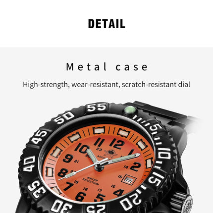 ADDIESDIVE 44mm Men's  Wrist Watch 50m Water Resistant Large Luminous Dial Date Display Stainless Steel Men's Quartz Watch