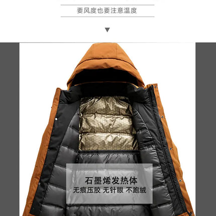 Oversized Men's 90% White Duck Down Jackets Winter Outdoor Windproof Warm Hooded Puffer Coat Loose Thicken Padded Parka Clothing