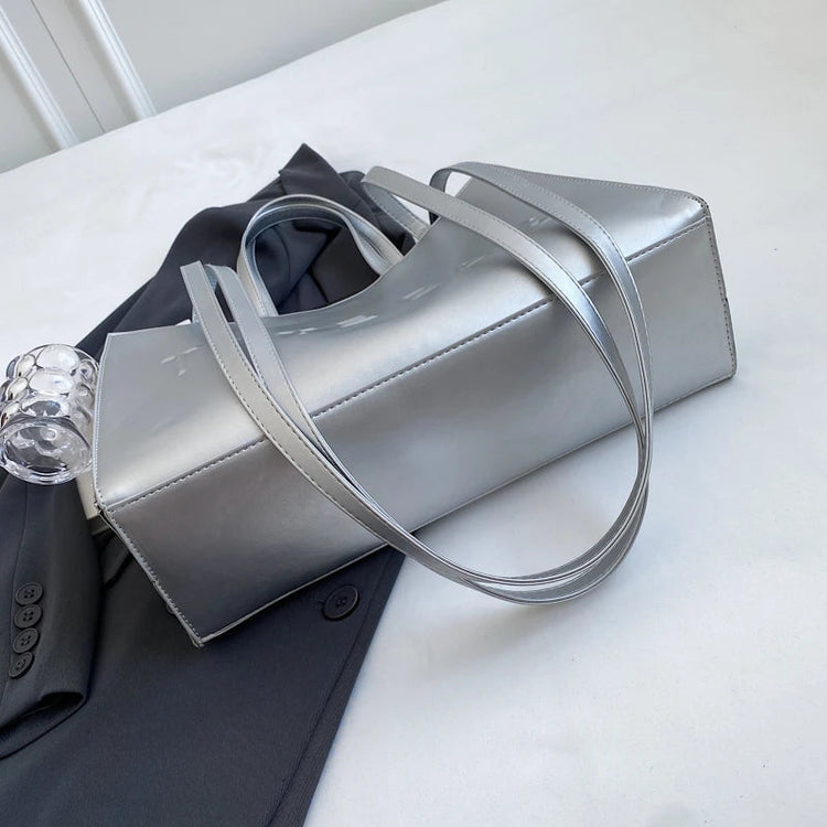 Designer Tote Bag For Women Large Capacity Handbag Portable Brand Briefcase Top Quality Pu Leather Female Shoulder Crossbody Bag PlatiNum