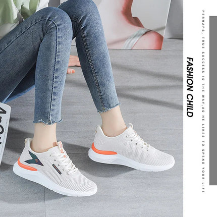 2025New Women's Trendy Sports Shoes Fashion Mesh Casual Shoes Lightweight Breathable Running Shoes PlatiNum