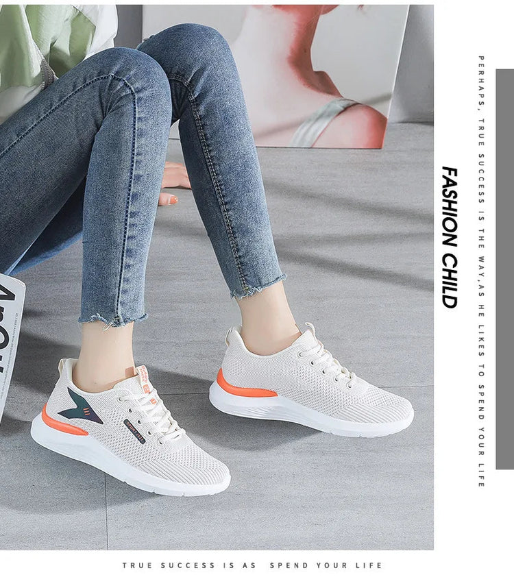 2025New Women's Trendy Sports Shoes Fashion Mesh Casual Shoes Lightweight Breathable Running Shoes PlatiNum
