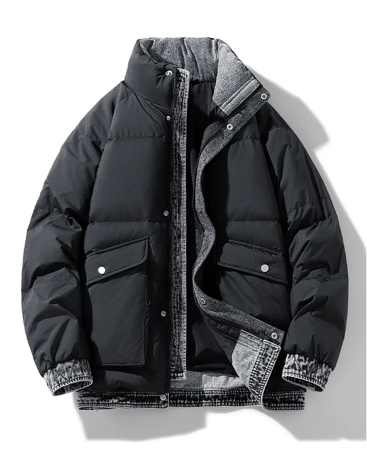 2025 Autumn and Winter New Down Jacket Fashionable Thickened Short Hooded Bakery Jacket for Men