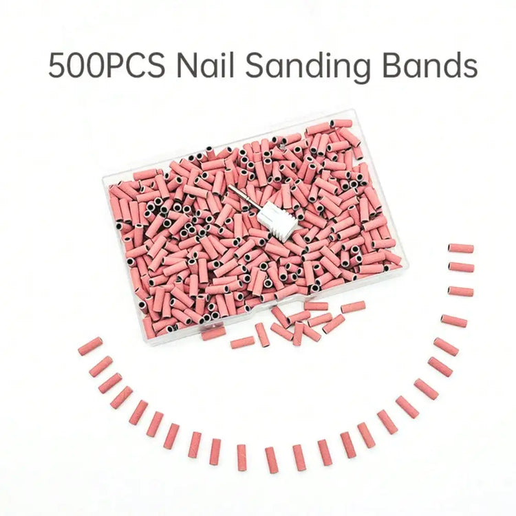 500PCS 3MM Small Mini Nail Sanding Bands With 1PC Spring Mandrel For Nail Drill #180 Grit Nail Sanding Band Bulk For Salons Manicure