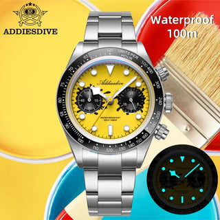 ADDIESDIVE 2026 New Luxury Quartz Watch K1 Bubble Mirror Glass100M Waterproof Ceramic Bezel Super Luminous Stainless Steel Watch