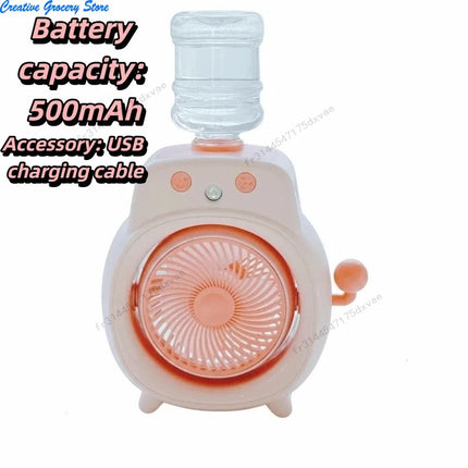 Ventilatore da Tavolo Portatile con Nebulizzatore Fine e Delicato, Ampio Angolo di Copertura, Ventilatore da Scrivania con Nebbia Fredda a 360°, Batteria da 500mAh