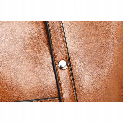 Borsa a Mano in Ecopelle Marrone per Donne – Borsa a Spalla in Ecopelle con Cinturino Regolabile, Tasche con Cerniera, 31x26x11cm