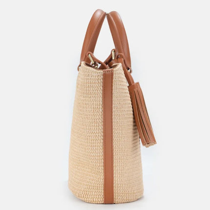 2026SS Eco-friendly Woven Straw Bucket Bag, Large Capacity, Beach Bag, Women's Shoulder Bag for Shopping