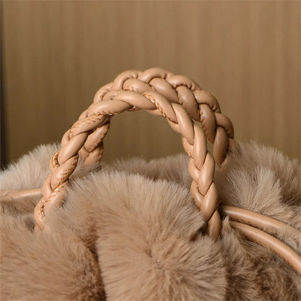 Women's Crossbody Pumpkin Plush Bag Cute Tote Bags Autumn Winter Fashion Solid Color Handbag Travel Shoulder Bags PlatiNum