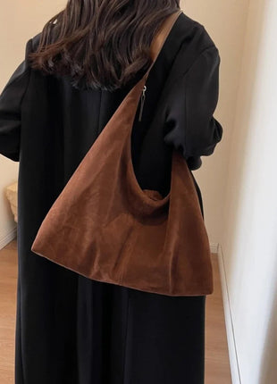 Women Suede Shoulder Bag with Zipper Hobo Bags Large Capacity Handbag Slouchy Bag Commuter Travel Bag Purses and Handbags PlatiNum