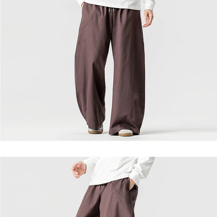 Pantaloni Primaverili 2026 da Uomo, Comodi e Larghi in Cotone, Stile Hip Hop, Tinta Unita, Moda Casual, Gamba Larga, Taglie Forti fino a 5XL