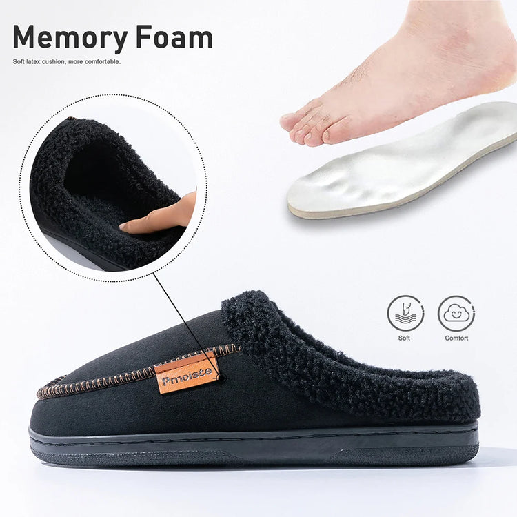 Winter New Men's Imitation Deer Skin Slippers TPR Bottom Warm and Comfortable Indoor Slippers Suitable for Home Wear anti Slip