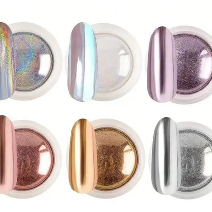 1 Box Moonlight Mirror Nail Powder Silver Fine Glitter Metallic Effect Pigment Gel Polish Chrome Holographic Nail Powder Nail Art Decorations