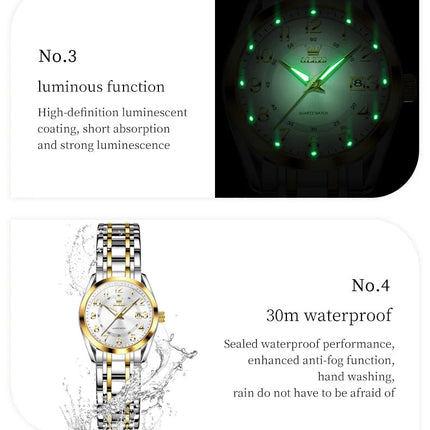 OLEVS 3666 Orologi da Donna Originali al Quarzo Impermeabili Luminosi Regalo per Donna Cronografo con Data Reloj Mujer platinumshop