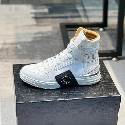 Luxury Designer's Autumn Winter New Men's Sneakers Water Diamond High Top Men's Running Shoes Fashion Leather Casual Short Boots