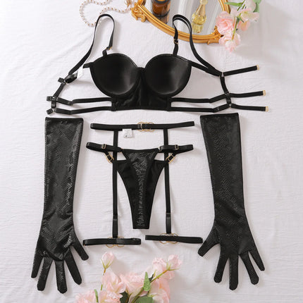 Women Lingerie Set Sexy Erotic Hollow Out Bra Luxury 4 Piece Set Exotic Fashion Sheer Bralette Panty Garter Passionate
