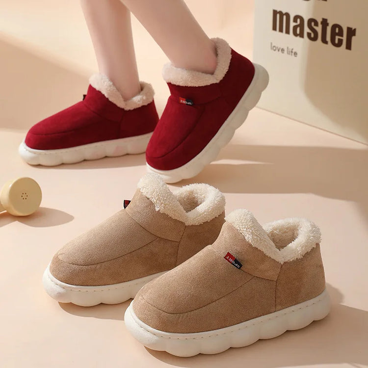 Shevalues Winter Men Slippers Short Plush Men Cotton Boots Indoor Fluffy House Fur Slippers Men Casual Soft Fur Furry Men Shoes